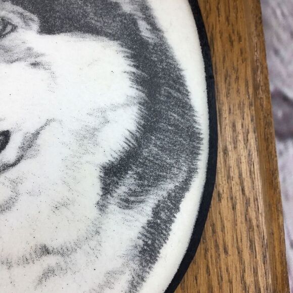 VTG Earl Sherwan Dog Art Husky/Malamute Cultured-Ivory Engraving Plaque 7\